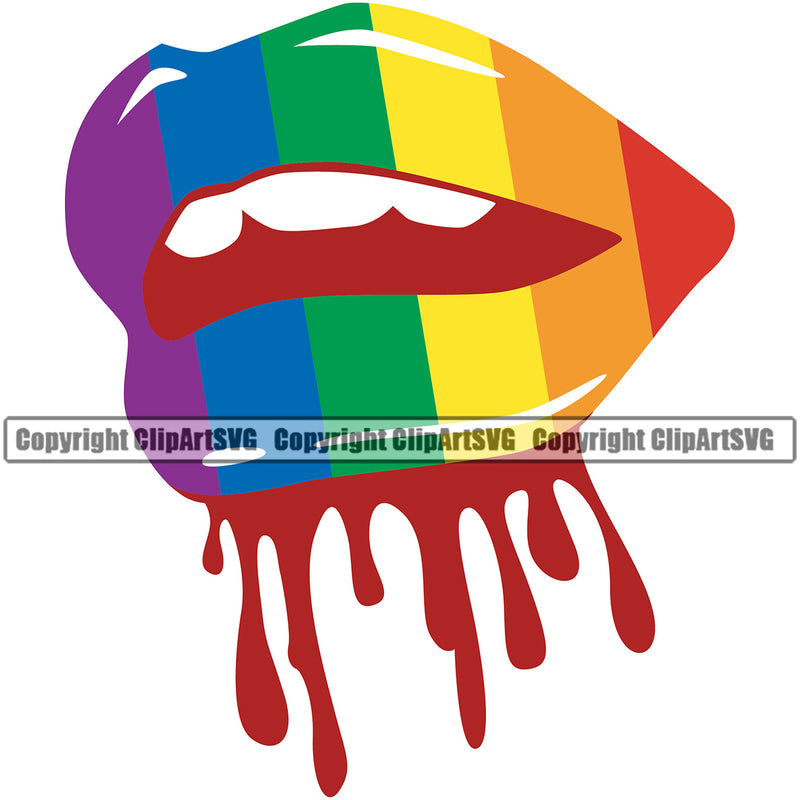 Lips Gay Rainbow Lesbian LGBT Dripping Melt Melting People Lip Drip Design Element Face Sexy Mouth Position Head Cartoon Character Mascot Creation Create Art Artwork Creator Business Company Logo Clipart SVG