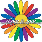 Love Is Love Quote Gay Color Flower Design Element Vector Homosexual LGBT Happy Love People Rainbow LGBTQ Pride Proud Lesbian Bisexual Transgender Rights Art Logo Clipart SVG