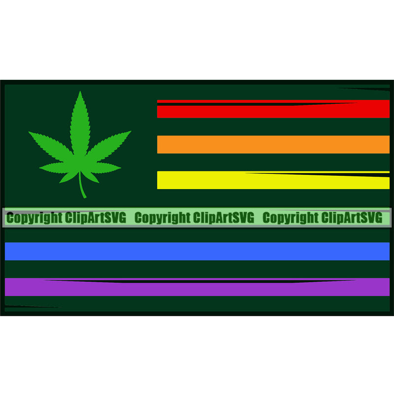 Marijuana Sign On Flag Gay People Flag Design Element Color Homosexual LGBT Happy Love People Rainbow LGBTQ Pride Proud Lesbian Bisexual Transgender Rights Art Logo Clipart SVG