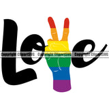 Love Color Quote With Peach Hand Sign Design Element Vector People Gay White Background Homosexual LGBT Happy Love People Rainbow LGBTQ Pride Proud Lesbian Bisexual Transgender Rights Art Logo Clipart SVG