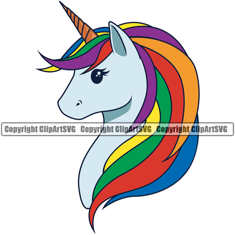 People Gay Unicorn Color Side Face Design Element White Background Homosexual LGBT Happy Love People Rainbow LGBTQ Pride Proud Lesbian Bisexual Transgender Rights Art Logo Clipart SVG