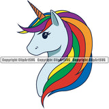 People Gay Unicorn Color Side Face Design Element White Background Homosexual LGBT Happy Love People Rainbow LGBTQ Pride Proud Lesbian Bisexual Transgender Rights Art Logo Clipart SVG