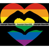People Gay Hand Heart Design Element Black Background Homosexual LGBT Happy Love People Rainbow LGBTQ Pride Proud Lesbian Bisexual Transgender Rights Art Logo Clipart SVG