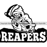 Reapers Quote Black And White Skull Skeleton Holding Grim Reaper Mascot Design Element Skeleton Death Horror Dead Evil Dark Spooky Fear Skull Scary Ghost Scythe Sickle Cemetery Gothic Hell Demon Creepy Clipart SVG