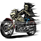 Motorcycle Bike Biker Cycle Chopper People Grim Reaper Skeleton Motorcycle Color Design Element Motorbike Ride Rider Racer Rider Transportation Vehicle Art Design Logo Clipart SVG