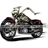 Motorcycle Bike Biker Cycle Chopper People Grim Reaper Skeleton Motorbike Yellow Color Body Design Element Ride Rider Racer Rider Transportation Vehicle Art Design Logo Clipart SVG