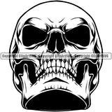 Black And White Skull Skeleton People Head Design Element Death Head Skeleton Dead Face Horror Human Bone Evil Tattoo Grunge Scary Gothic Art Logo Clipart SVG