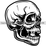 Black And White Skull Skeleton Head Side Design Element Death Head Skeleton Dead Face Horror Human Bone Evil Tattoo Grunge Scary Gothic Art Logo Clipart SVG