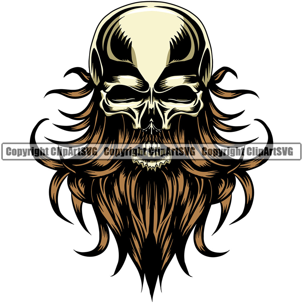People Skull Skeleton Beard Head Color Design Element Death Head Skeleton Dead Face Horror Human White Background Bone Evil Tattoo Grunge Scary Gothic Art Logo Clipart SVG