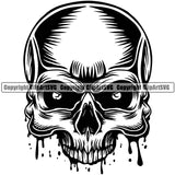 Black And White People Skull Skeleton Half Face Design Element Blood Dripping White Background Death Head Skeleton Dead Face Horror Human Bone Evil Tattoo Grunge Scary Gothic Art Logo Clipart SVG