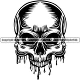 Black And White People Skull Skeleton Half Face Design Element Blood Dripping Death Head Skeleton Dead Face Horror Human Bone Evil Tattoo Grunge Scary Gothic Art Logo Clipart SVG