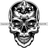 Black And White Skull Skeleton Head Bullet On Head Death Design Element Skeleton Dead Face Horror Human Bone Evil Tattoo Grunge Scary Gothic Art Logo Clipart SVG