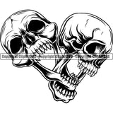 Black And White People Skull Connected Linked Together Vector Design Element White Background Death Head Skeleton Dead Face Horror Human Bone Evil Tattoo Grunge Scary Gothic Art Logo Clipart SVG