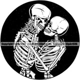 Black And White Skull Skeleton People Couple Love Vector Black Circle Design Element BW Death Head Skeleton Dead Face Horror Human Bone Evil Tattoo Grunge Scary Gothic Art Logo Clipart SVG