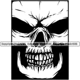 Skull Face Design Element Black And White Death Head Skeleton Dead Face Horror BW Human Bone Evil Tattoo Grunge Scary Gothic Art Logo Clipart SVG