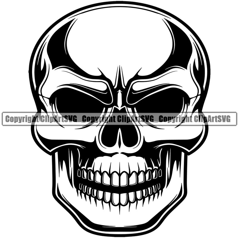 Black And White Skull Skeleton Head Design Element Death Head Skeleton Dead Face Horror Human Bone Evil Tattoo Grunge Scary Gothic Art Logo Clipart SVG