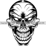 Smile Face Skull Skeleton Head Black And White Vector Design Element Death Head Skeleton Dead Face Horror Human Bone Evil Tattoo Grunge Scary Gothic Art Logo Clipart SVG