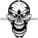 Skull Skeleton Grinning Vector Black And White Design Element BW Death Head Skeleton Dead Face Horror Human Bone Evil Tattoo Grunge Scary Gothic Art Logo Clipart SVG