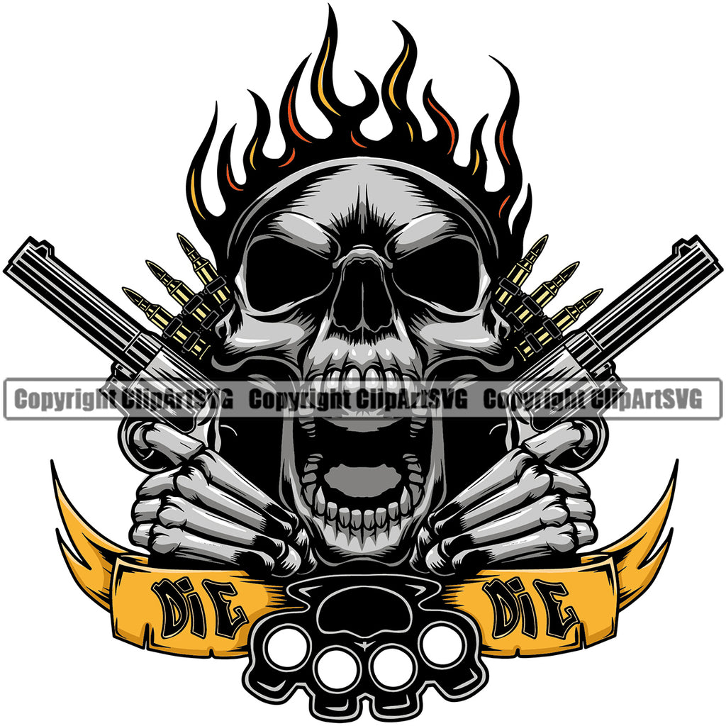 skull and cross guns