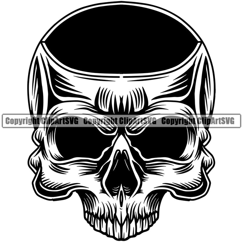 Skull Skeleton Black And White Half Face And Hole Head Design Element BW Death Head Skeleton Dead Face Horror Human Bone Evil Tattoo Grunge Scary Gothic Art Logo Clipart SVG