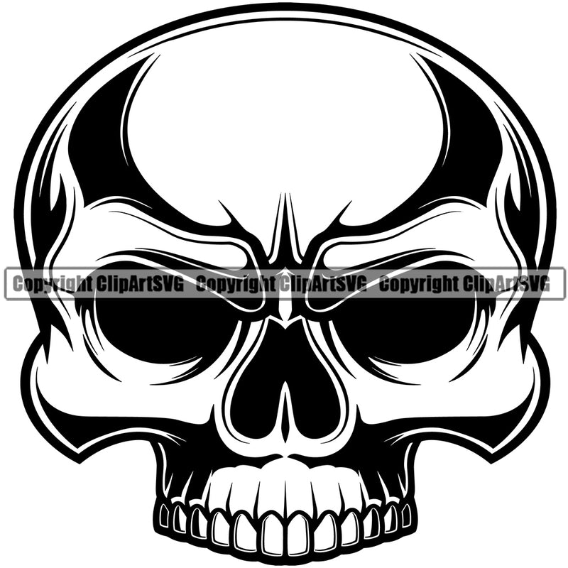 Black And White Skull Skeleton Half Face Design Element BW Death Head Skeleton Dead Face Horror Human Bone Evil Tattoo Grunge Scary Gothic Art Logo Clipart SVG