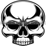 Black And White Skull Skeleton Half Face Design Element BW Death Head Skeleton Dead Face Horror Human Bone Evil Tattoo Grunge Scary Gothic Art Logo Clipart SVG