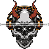 Skull Skeleton Horn Color Design Element And Wearing Headphones Vector White Background Death Head Skeleton Dead Face Horror Human Bone Evil Tattoo Grunge Scary Gothic Art Logo Clipart SVG