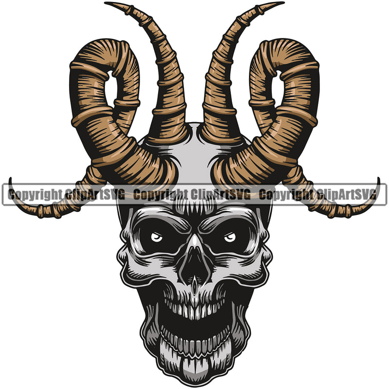 Angry Face Skull Skeleton Head With Long Horn Vector Design Element White Background Death Head Skeleton Dead Face Horror Human Bone Evil Tattoo Grunge Scary Gothic Art Logo Clipart SVG