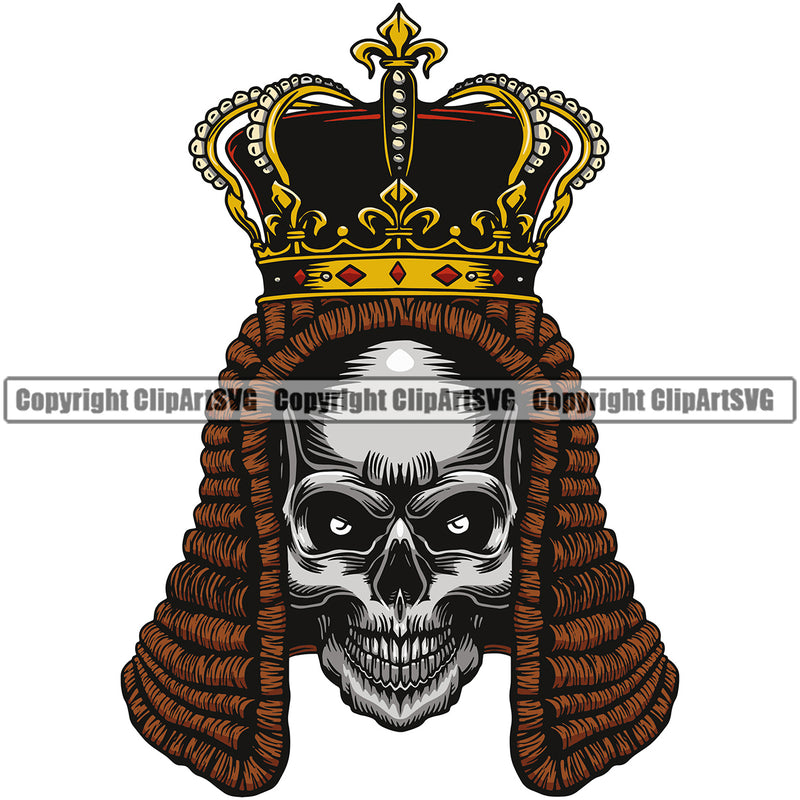 Skull Skeleton King Design Element White Background Crown On Death Head Skeleton Dead Face Horror Human Bone Evil Tattoo Grunge Scary Gothic Art Logo Clipart SVG