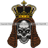 Skull Skeleton King Design Element White Background Crown On Death Head Skeleton Dead Face Horror Human Bone Evil Tattoo Grunge Scary Gothic Art Logo Clipart SVG