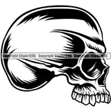 Skull Mohawk Vector Black And White Color Design Element Death Head Skeleton Dead Face Horror Human Bone Evil Tattoo Grunge Scary Gothic Art Logo Clipart SVG