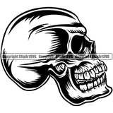 People Skull Mohawk Vector Side Look Design Element Death Head Skeleton Dead Face Horror Black And White BW Human Bone Evil Tattoo Grunge Scary Gothic Art Logo Clipart SVG