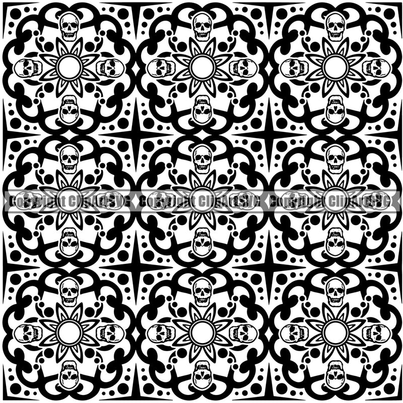Skull Skeleton Pattern Lace Black And White Vector Design Element Death Head Skeleton Dead Face Horror Human Bone Evil Tattoo Grunge Scary Gothic Art Logo Clipart SVG