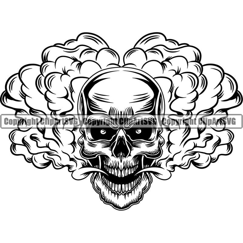 Black And White Skull Skeleton Smoke Face Design Element Death Head Skeleton Dead Face Horror Human Bone Evil Tattoo Grunge Scary Gothic Art Logo Clipart SVG