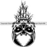 Skull Skeleton Head Tree Design Element BW Death Head Skeleton Dead Face Horror Human Bone Evil Tattoo Grunge Scary Gothic Art Logo Clipart SVG