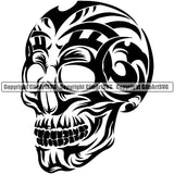 People Skull Trible Vector Death Head Skeleton Dead Face Horror Design Element Black And White Human Bone Evil Tattoo Grunge Scary Gothic Art Logo Clipart SVG