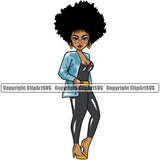 Black Woman Big Eye African American Lady Afro Hair Style Wearing Sunglass Design Element White Background Nubian Queen Cartoon Character Cute Female Afro Pretty Girl Art Logo Clipart SVG