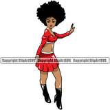 Black Woman Big Eyes Design Element African American Lady Nubian Queen Cartoon Character Cute Female Afro Pretty Girl Art Logo Clipart SVG