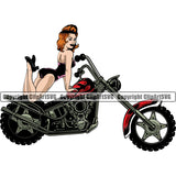 Motorcycle Bike Biker Cycle Chopper Motorbike Ride Rider Pinup Girl Racer Rider Cards Logo Design Element Transportation Vehicle Art Design Logo Clipart SVG