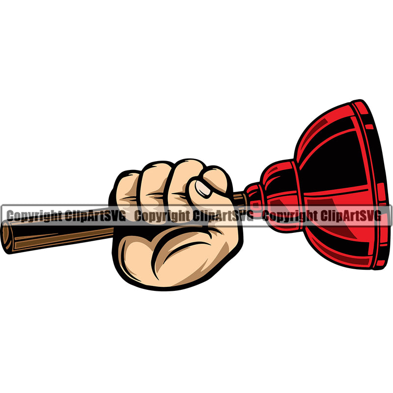 Plumber Pipe Repair Service Plumbing Hand Power Work Kitchen Professional Tool White Background Design Element Repairman Handyman Equipment Drain House Water Maintenance Bathroom Clipart SVG