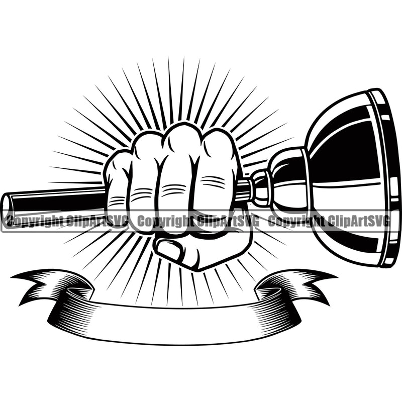 Plumber Hand Holding Plunger Sunrise Design Element Pipe Repair Service Plumbing Work Kitchen Professional Tool Repairman Handyman Equipment Drain House Water Punch Hand Maintenance Bathroom Clipart SVG