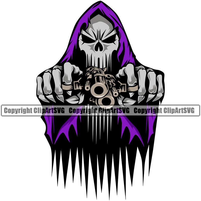 Angry Face Skull Skeleton Holding Double Piston Vector Grim Reaper Blue Color Dripping Design Element Skeleton Death Horror Dead Evil Dark Spooky Fear Skull Scary Ghost Scythe Sickle Cemetery Gothic Hell Demon Creepy Clipart SVG