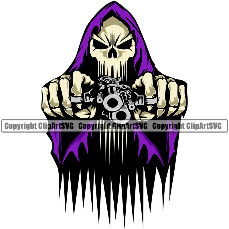 Color Body Angry Face Skull Skeleton Holding Double Piston Vector Grim Reaper Blue Color Dripping Design Element Skeleton Death Horror Dead Evil Dark Spooky Fear Skull Scary Ghost Scythe Sickle Cemetery Gothic Hell Demon Creepy Clipart SVG