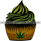 Marijuana Edible Cake Color Design Element White Background Legalize Pot Organic Leaf Medical Medicine Health Herb Plant Cannabis Hemp Drug Grass Weed THC Legal Art Logo Clipart SVG