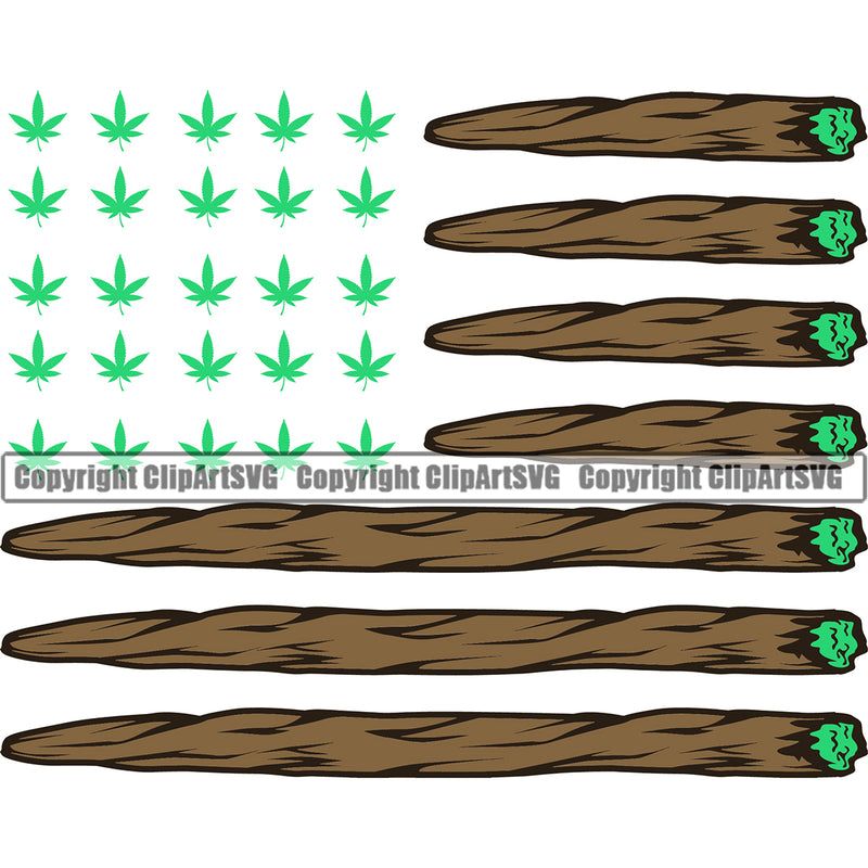 Weed Leaf Smoking Marijuana Roll Flag Color Design Element Weed Leaf White Background Color Legalize Pot Organic Leaf Medical Medicine Health Herb Plant Cannabis Hemp Drug Grass Weed THC Legal Art Logo Clipart SVG