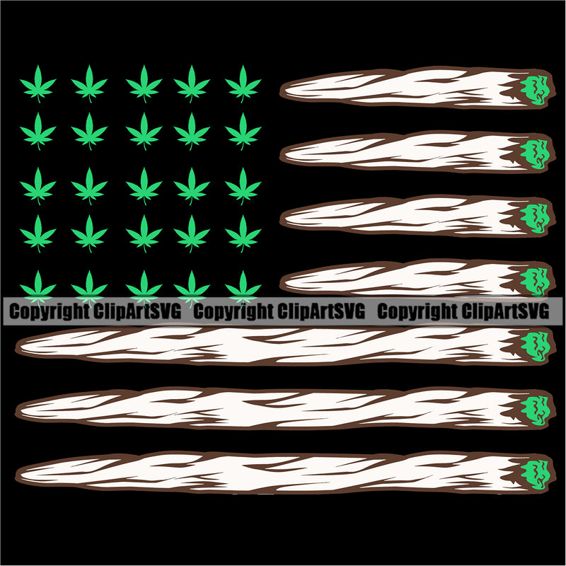 Smoking Marijuana Roll Flag Design Element Weed Leaf Black Background Color Legalize Pot Organic Leaf Medical Medicine Health Herb Plant Cannabis Hemp Drug Grass Weed THC Legal Art Logo Clipart SVG