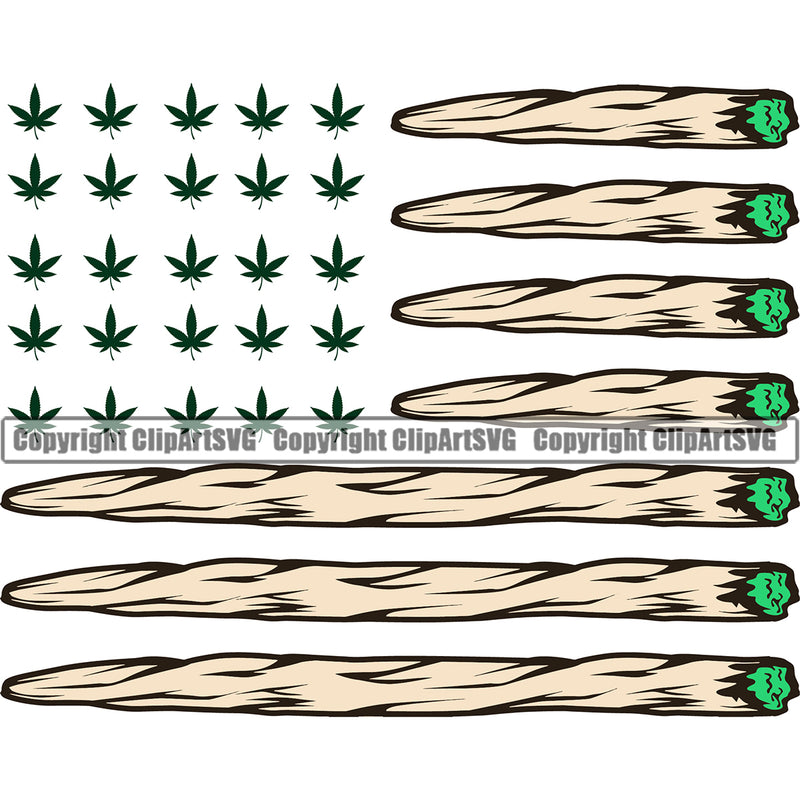 Smoking Marijuana Roll Flag Design Element Weed Leaf White Background Color Legalize Pot Organic Leaf Medical Medicine Health Herb Plant Cannabis Hemp Drug Grass Weed THC Legal Art Logo Clipart SVG