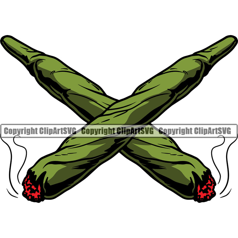 Marijuana Joint Color Design Element Crossed Design White Background Legalize Pot Organic Leaf Medical Medicine Health Herb Plant Cannabis Hemp Drug Grass Weed THC Legal Art Logo Clipart SVG