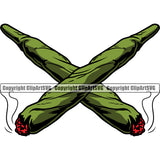 Marijuana Joint Color Design Element Crossed Design White Background Legalize Pot Organic Leaf Medical Medicine Health Herb Plant Cannabis Hemp Drug Grass Weed THC Legal Art Logo Clipart SVG