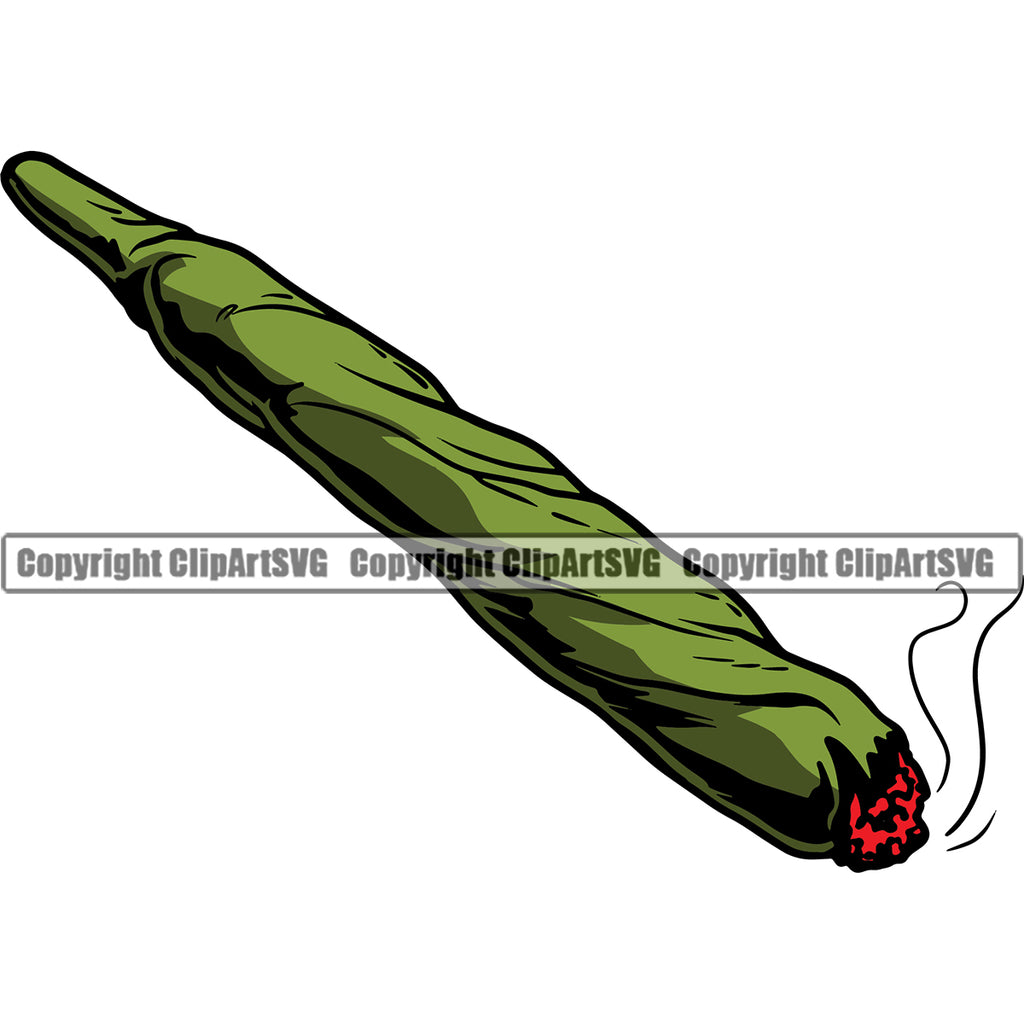 Marijuana Joint Single Roll White Background Design Element Legalize Pot Organic Leaf Medical Medicine Health Herb Plant Cannabis Hemp Drug Grass Weed THC Legal Art Logo Clipart SVG